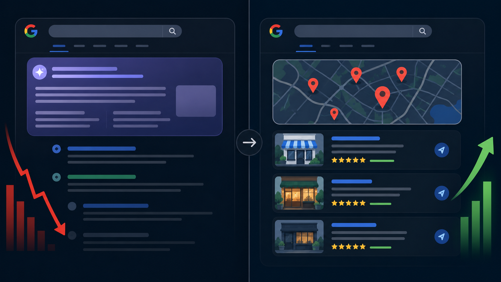 AI Overviews reducing organic clicks while local search pack remains stable