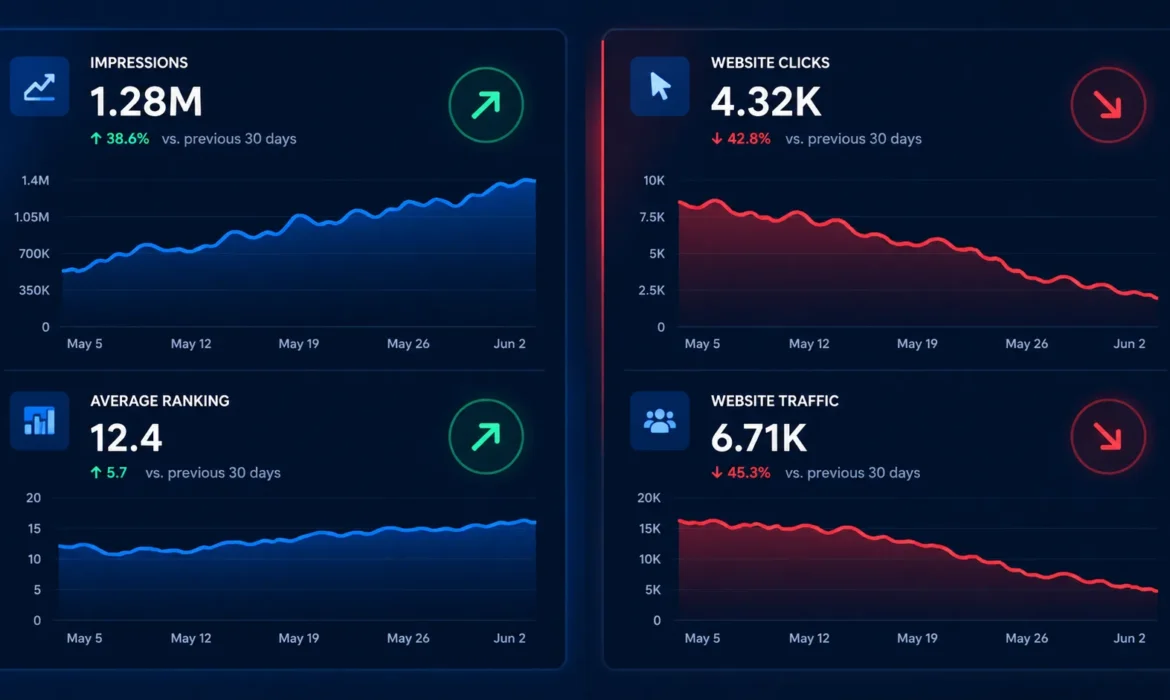 Rankings up, organic traffic down due to Google AI Overviews | Sawan Jha