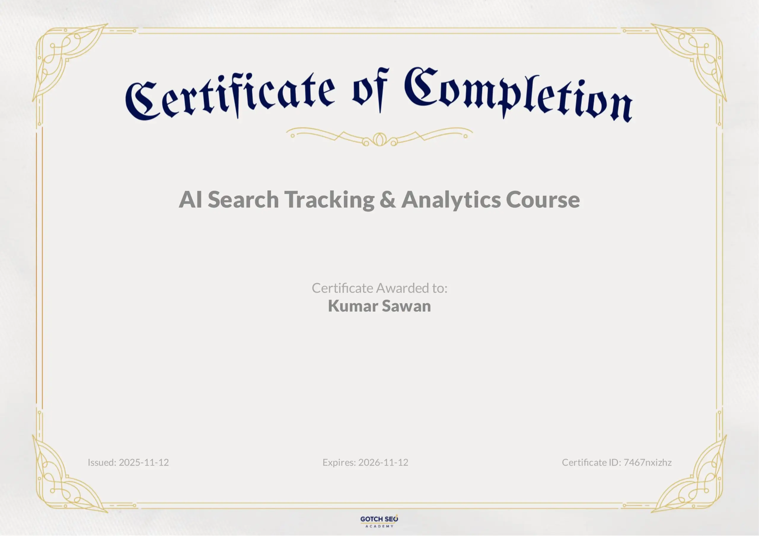 Google Analytics Certification | Sawan Jha