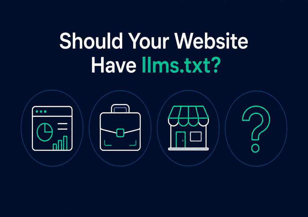Icons representing different business types deciding whether to use llms