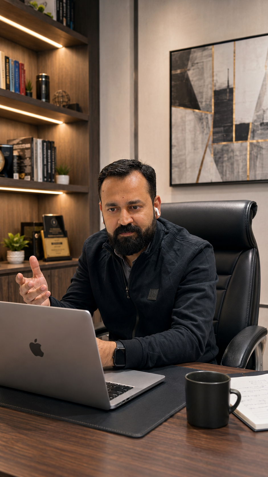 Sawan doing a zoom meeting