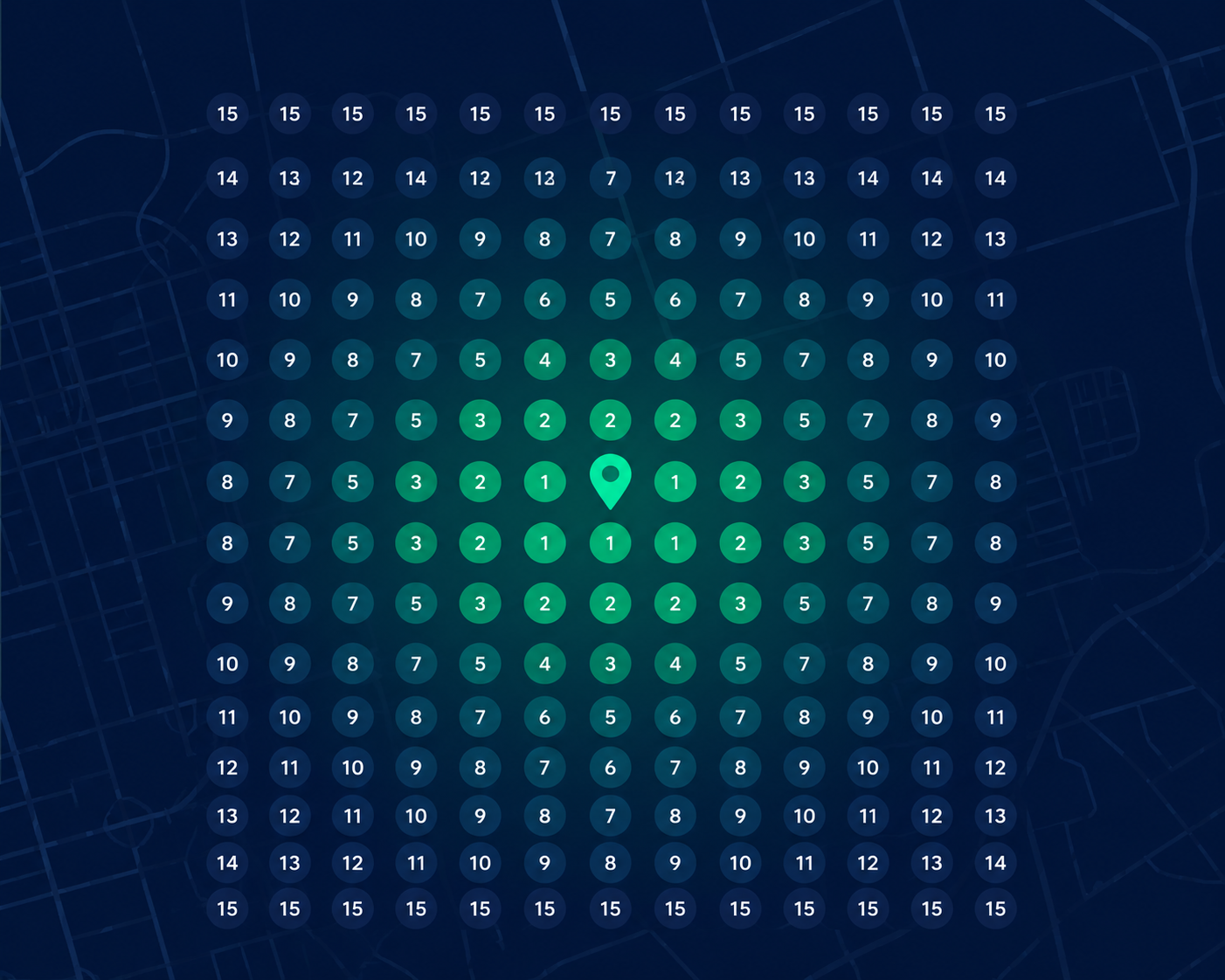 Geo-grid local rank tracking visual